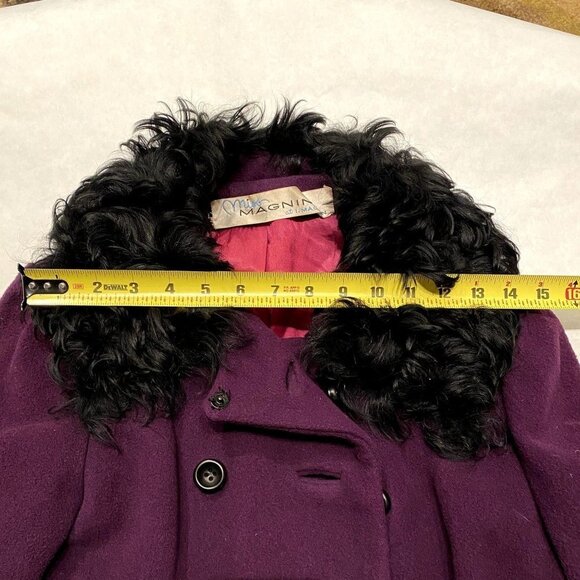 Retro VTG Purple Miss Magnin for I. Magnin Wool Coat curly lamb collar cuffs XS - Picture 8 of 15